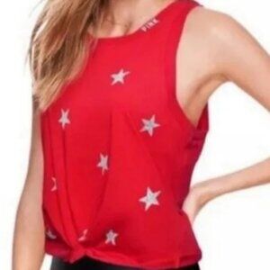NWOT Victoria’s Secret PINK Red & Silver Star Tank top Small